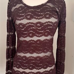 BKE Deep Red Lace Top